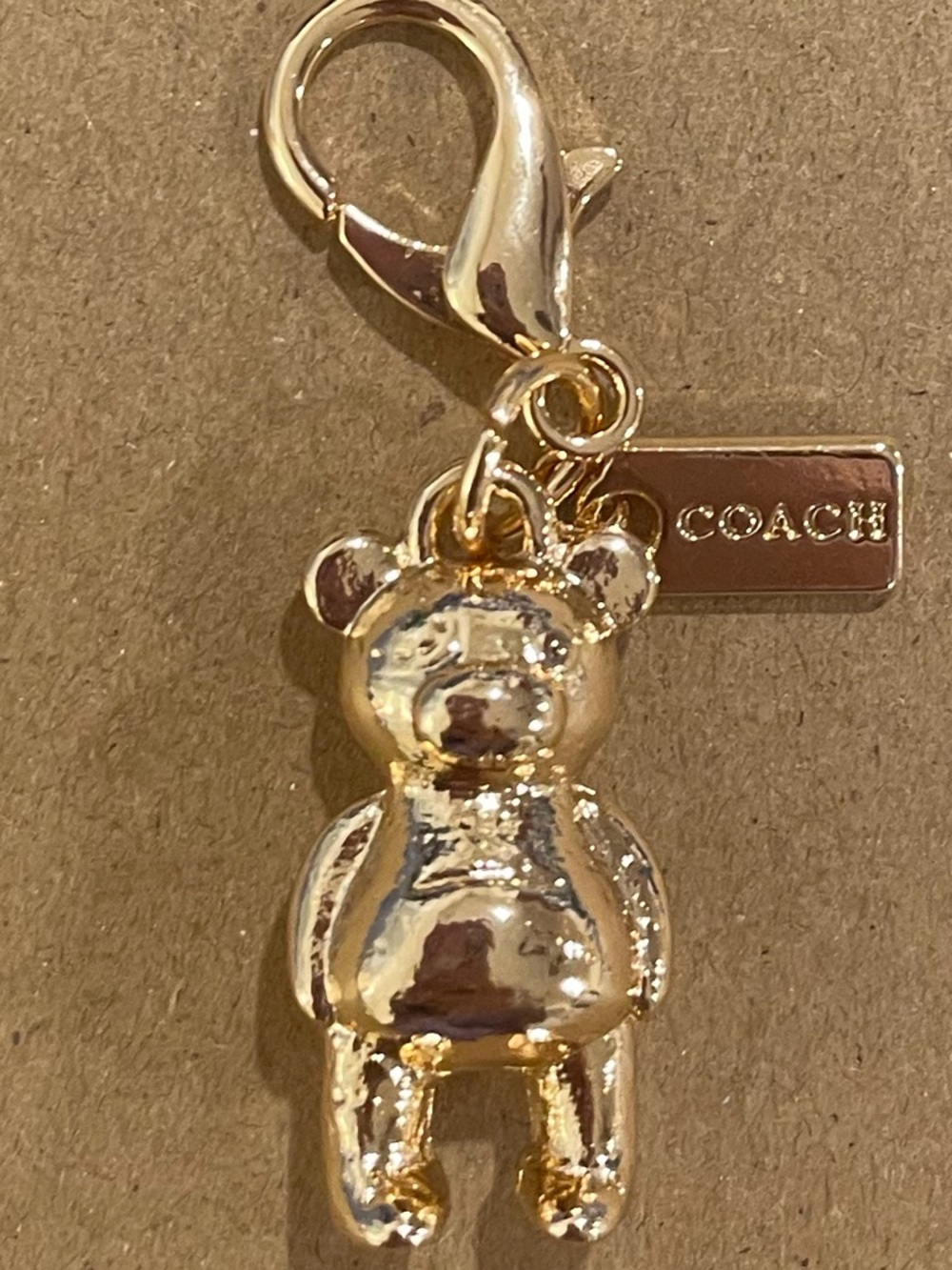 COACH Gold Teddy Bear Clip Charm for Accessories